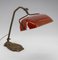 Art Nouveau Bankers Lamp with Red Opaline, France, 1900s 3