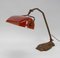 Art Nouveau Bankers Lamp with Red Opaline, France, 1900s 1