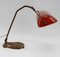 Art Nouveau Bankers Lamp with Red Opaline, France, 1900s 2