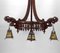 Gothic Chandelier Carved with Jesters & Lanterns, France, 1900s 6