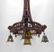 Gothic Chandelier Carved with Jesters & Lanterns, France, 1900s 5