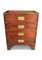 Military Campaign Four-Drawer Chest with Green Leather Top & Brass Details 2