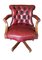 Sedia da capitano Chesterfield classica girevole in pelle color bue con dettagli in ottone, anni '70, Immagine 1