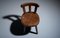 Low Antique Farmers Chair with Carved Seat in Oak, France, 1900s, Image 5