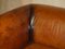 Vintage Art Deco Club Armchairs in Hand Dyed Cigar Brown Leather, Set of 2, Image 13