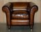 Vintage Art Deco Club Armchairs in Hand Dyed Cigar Brown Leather, Set of 2 18