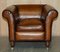 Vintage Art Deco Club Armchairs in Hand Dyed Cigar Brown Leather, Set of 2, Image 3