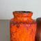 Jarrones de cerámica Fat Lava naranja atribuidos a Scheurich, Alemania, años 70. Juego de 2, Imagen 7