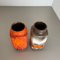 Vases Fat Lava Orange Pottery attribués à Scheurich, Allemagne, 1970s, Set de 2 14
