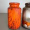 Vases Fat Lava Orange Pottery attribués à Scheurich, Allemagne, 1970s, Set de 2 4