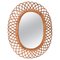 French Mid-Century Riviera Bamboo & Rattan Oval Mirror by Franco Albini, Italy, 1960s 1