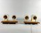 Double Arm Wall Lights with Cylindrical Glass Shades and Wooden Bases, Germany, Set of 2 6