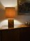 Lámpara de mesa Hollywood Regency cúbica de madera y latón, Italia, años 70, Imagen 7