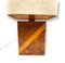 Lámpara de mesa Hollywood Regency cúbica de madera y latón, Italia, años 70, Imagen 4