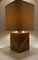 Lámpara de mesa Hollywood Regency cúbica de madera y latón, Italia, años 70, Imagen 9