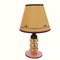 Small Portuguese Iridescent Glass Boudoir Table Lamp with Paper Shade, 1940s 1