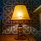 Petite Lampe de Bureau Boudoir en Verre Irisé avec Abat-Jour en Papier, Portugal, 1940s 2