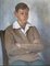 Emile-François Chambon, Jeune homme assis col blanc et pull à pois, 1928, Olio su tela, Con cornice, Immagine 1