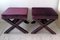 Vintage American X Base Purple Velvet Foot Stools with Silver Studding, 1980s 4