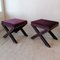 Vintage American X Base Purple Velvet Foot Stools with Silver Studding, 1980s 1