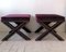 Vintage American X Base Purple Velvet Foot Stools with Silver Studding, 1980s 8