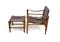 Teak Safari Chair & Fußhocker aus Leder von Aage Bruru & Son, 1960er, 2er Set 2