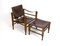 Teak Safari Chair and Ottoman in Leather from Aage Bruru & Son, 1960s, Set of 2 7