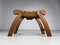 Vintage French Brutalist Oak Footstool with Braided Rope, 1960s 3