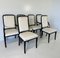Italian Art Deco Style Cream Velvet and Black Lacquered Chairs, 1980s, Set of 6 2