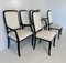 Italian Art Deco Style Cream Velvet and Black Lacquered Chairs, 1980s, Set of 6 3