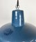 Lámpara colgante industrial de fábrica esmaltada en azul, años 60, Imagen 7