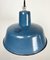 Lámpara colgante industrial de fábrica esmaltada en azul, años 60, Imagen 6