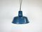 Lámpara colgante industrial de fábrica esmaltada en azul, años 60, Imagen 2