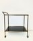 Mid-Century French Serving Cart in Metal, Black Glass and Faux Bamboo 1