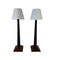 Italian Art Deco Style Black Lacquered Wood Floor Lamps with Velvet Shades, 1980s, Set of 2 1