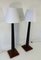 Italian Art Deco Style Black Lacquered Wood Floor Lamps with Velvet Shades, 1980s, Set of 2, Image 4