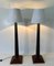 Italian Art Deco Style Black Lacquered Wood Floor Lamps with Velvet Shades, 1980s, Set of 2 6
