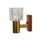 Brass and Teak Sconce attributed to Carl Fagerlund for Orrefors, 1960s, Image 1