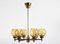 Six-Armed Chandelier in Brass and Glass by Hans-Agne Jakobsson, Sweden, 1970s, Image 1