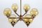 Six-Armed Chandelier in Brass and Glass by Hans-Agne Jakobsson, Sweden, 1970s, Image 2