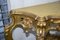 Konsolen- oder Frisiertisch mit Marmorplatte und geschnitztem Spiegel aus vergoldetem Holz 46