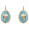 19th Century 18 Karat French Yellow Gold Lever- Back & Blue Enamel Earrings, Set of 2 1