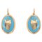 Boucles d'Oreilles du 19ème Siècle en Or Jaune 18 Carats et Émail Bleu, Set de 2 1