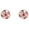 18 Karat French Yellow Gold Dome & Red Gem Stud Earrings, 1940s, Set of 2, Image 1