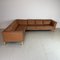 Danish Stouby Camel Brown Leather Corner Sofa, 1970s 1