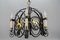 Lámpara de araña Art Déco de hierro forjado y latón con animales, años 20, Imagen 11