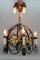 Art Deco Wrought Iron and Brass Chandelier with Animals, 1920s 5