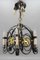 Art Deco Wrought Iron and Brass Chandelier with Animals, 1920s 3