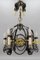 Lámpara de araña Art Déco de hierro forjado y latón con animales, años 20, Imagen 20