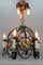 Art Deco Wrought Iron and Brass Chandelier with Animals, 1920s 4